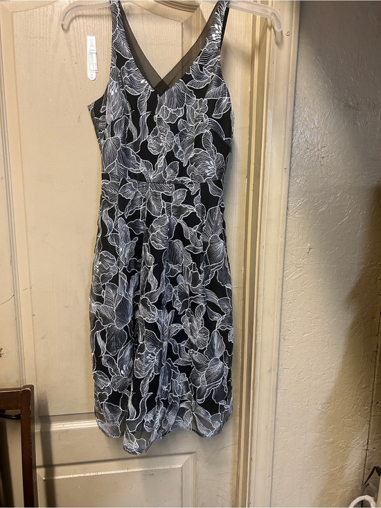 White House Black Market Dresses & Skirts - White House Black Market Black Dress with White Floral Print 070826